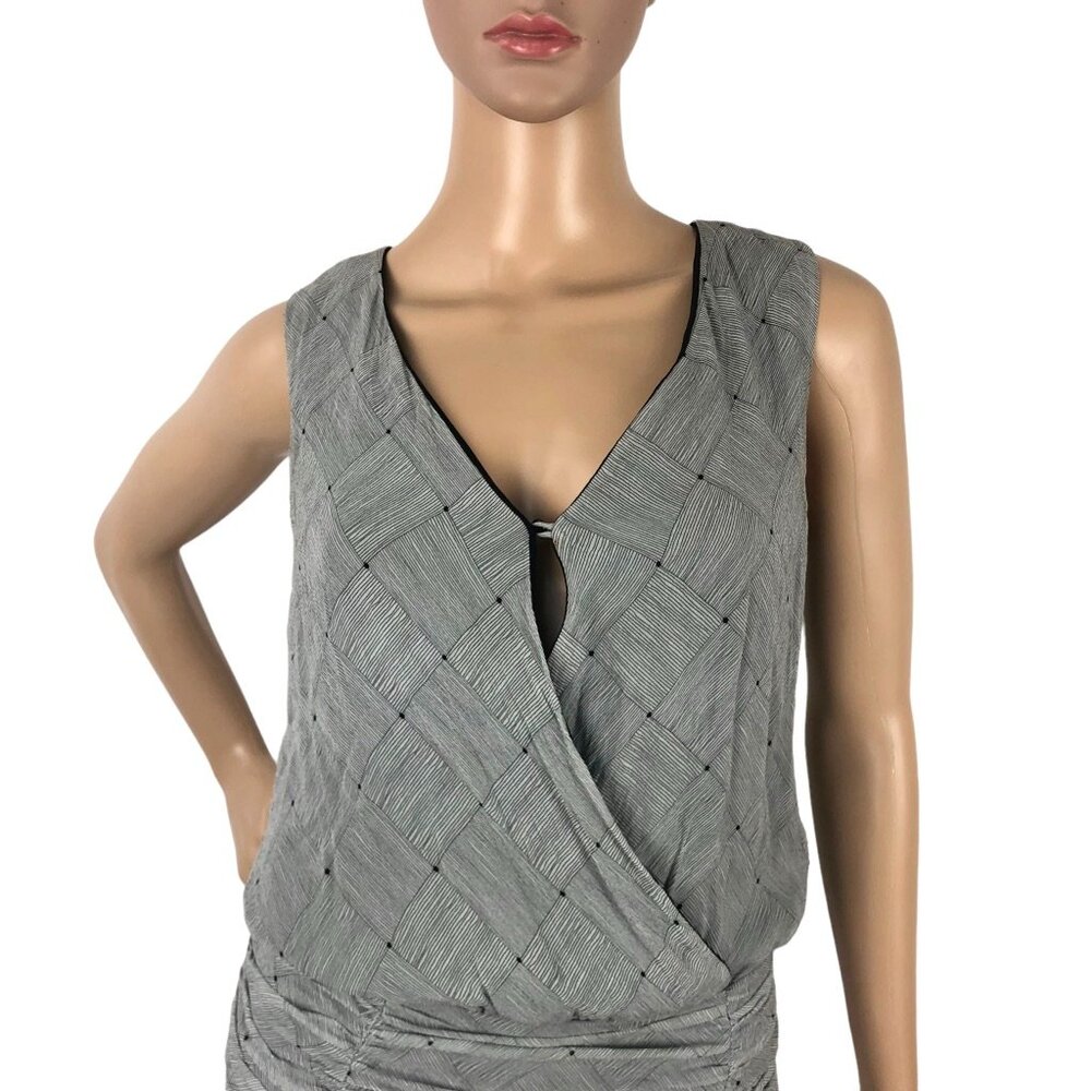Krisa‎ Revolve Ruched Drop Waist Ruffle Mini Dress Size S Party Retro Preppy - Picture 2 of 9